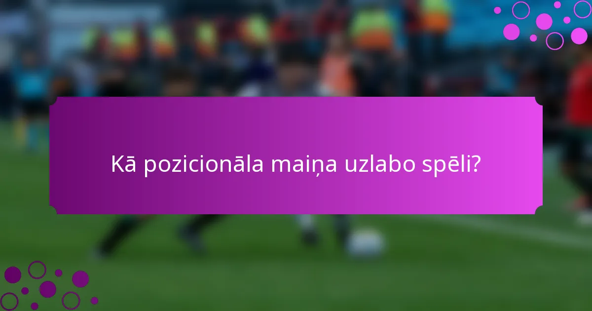 Kā pozicionāla maiņa uzlabo spēli?