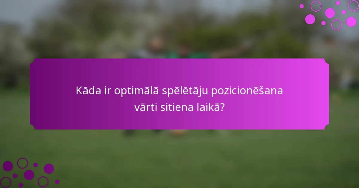Kāda ir optimālā spēlētāju pozicionēšana vārti sitiena laikā?