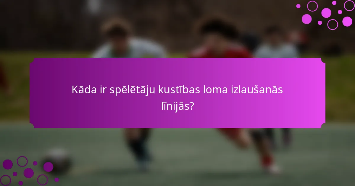 Kāda ir spēlētāju kustības loma izlaušanās līnijās?