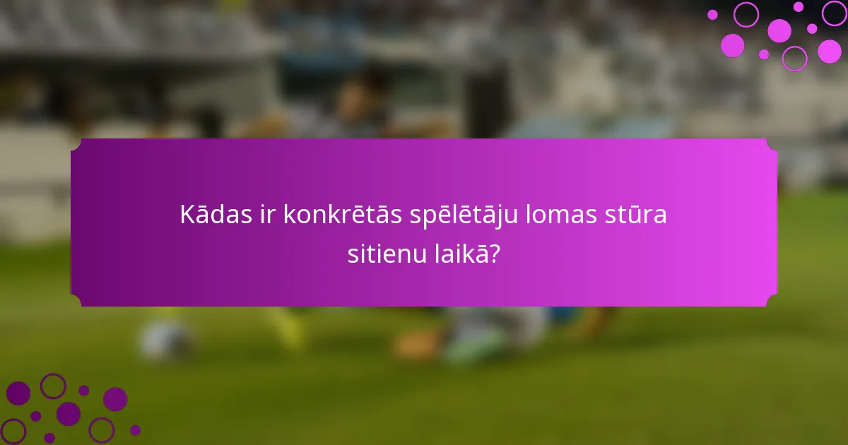 Kādas ir konkrētās spēlētāju lomas stūra sitienu laikā?