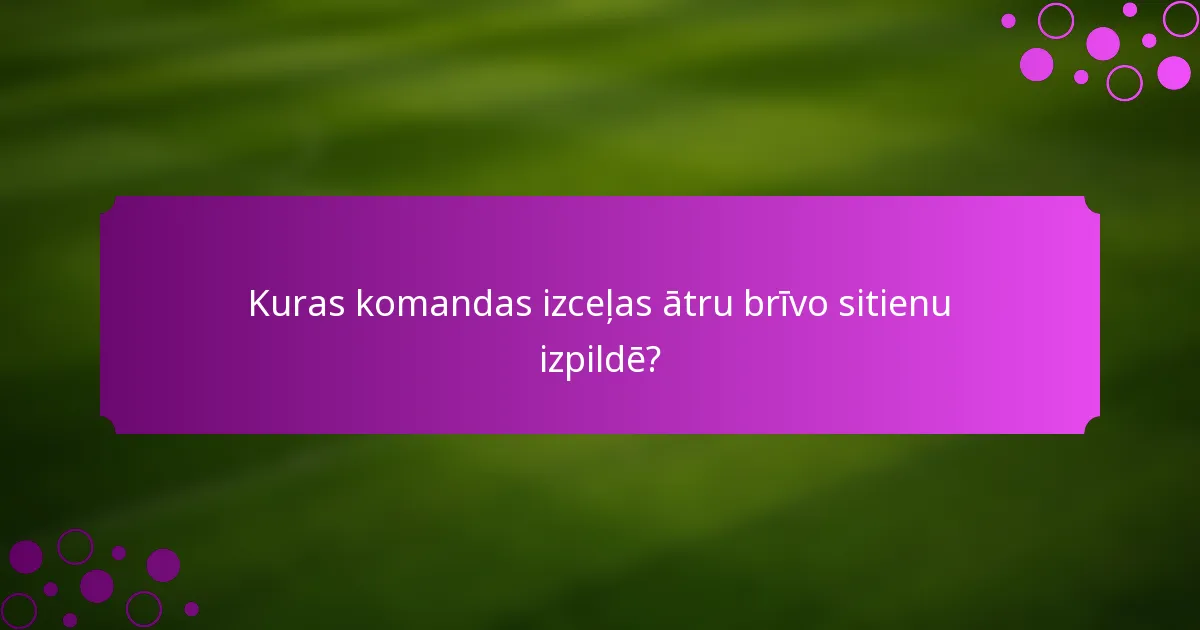 Kuras komandas izceļas ātru brīvo sitienu izpildē?